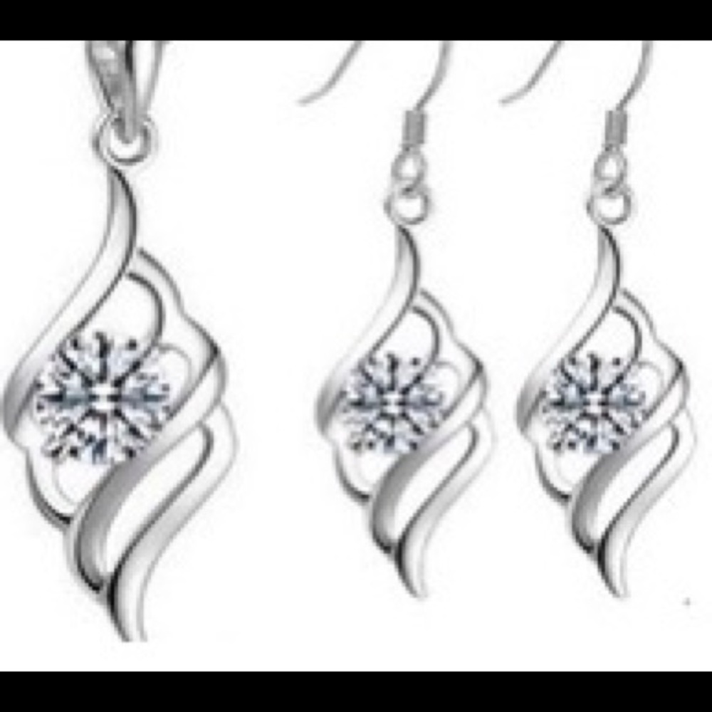 LAST SET: Angel Wing Crystal Necklace and Earrings